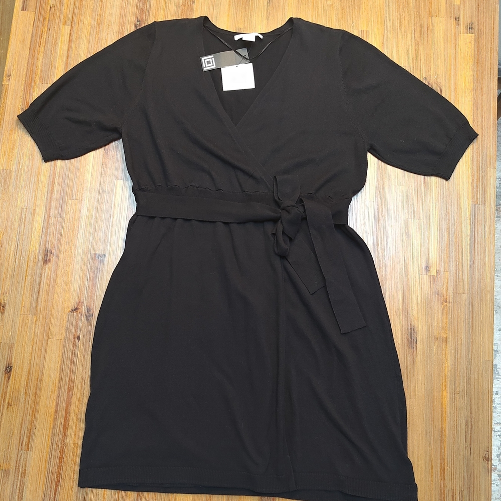 Liz Claiborne Dress SIZE XLARGE Faux Wrap Waist Short Sleeves Knee Length